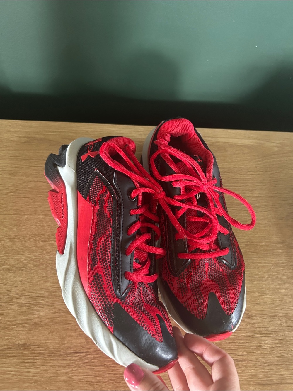 Under Armour Kids Red and Black Running Sneakers